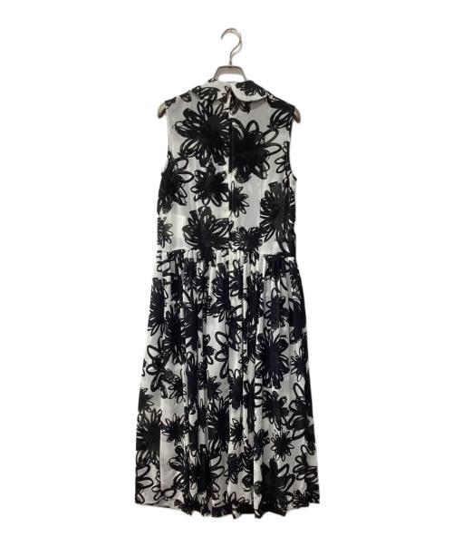 COMME des GARCONS（コムデギャルソン）COMME des GARCONS (コムデギャルソン) シフォン ノースリーブ総柄ワンピース ブラック×ホワイト サイズ:Sの古着・服飾アイテム