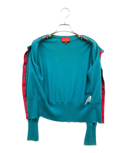Vivienne Westwood RED LABEL（ヴィヴィアンウエストウッドレッドレーベル）Vivienne Westwood RED LABEL (ヴィヴィアンウエストウッドレッドレーベル) コットンクルーネックカーディガン ブルー サイズ:1の古着・服飾アイテム