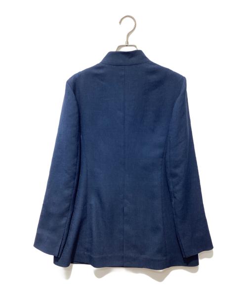 Mame Kurogouchi（マメクロゴウチ）mame kurogouchi (マメクロゴウチ) Linen Touch Triacetate Collarless Double Breasted Jacket＆Cropped Trousers ネイビー サイズ:1の古着・服飾アイテム