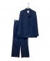 mame kurogouchi（マメクロゴウチ）の古着「Linen Touch Triacetate Collarless Double Breasted Jacket＆Cropped Trousers」｜ネイビー