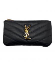Saint Laurent Paris（サンローランパリ）の古着「レザー Vステッチ コインケース」｜ブラック