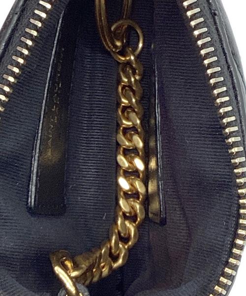 Saint Laurent Paris（サンローランパリ）Saint Laurent Paris (サンローランパリ) レザー Vステッチ コインケース ブラックの古着・服飾アイテム