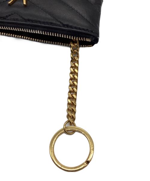 Saint Laurent Paris（サンローランパリ）Saint Laurent Paris (サンローランパリ) レザー Vステッチ コインケース ブラックの古着・服飾アイテム