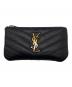 Saint Laurent Paris（サンローランパリ）の古着「レザー Vステッチ コインケース」｜ブラック
