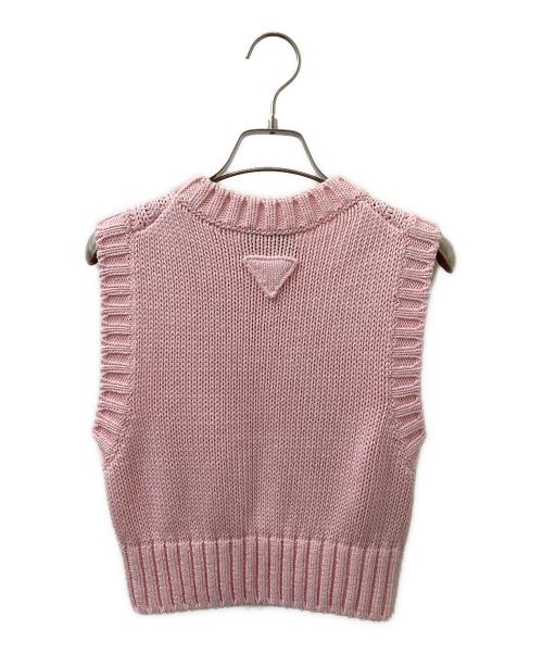 PRADA（プラダ）PRADA (プラダ) クロップド ケーブルニットベスト ピンク サイズ:38の古着・服飾アイテム