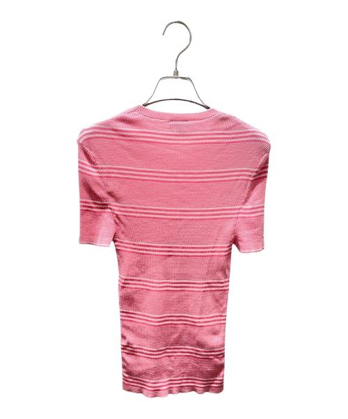 CHANEL（シャネル）CHANEL (シャネル) P60 ボーダーショートスリーブニット ピンク サイズ:38の古着・服飾アイテム