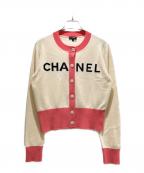 CHANELシャネル）の古着「Logo Bi-Color Cashmere Cardigan/ロゴ バイカラー カシミヤ カーディガン/P61427K46799」｜オフホワイト/ピンク