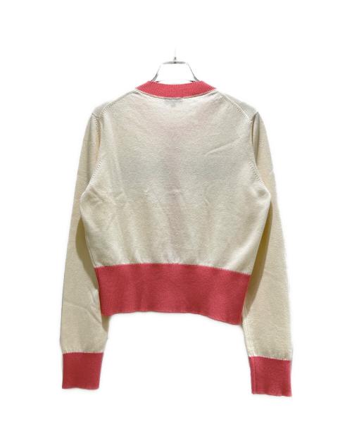 CHANEL（シャネル）CHANEL (シャネル) Logo Bi-Color Cashmere Cardigan/ロゴ バイカラー カシミヤ カーディガン/P61427K46799 オフホワイト/ピンク サイズ:38の古着・服飾アイテム