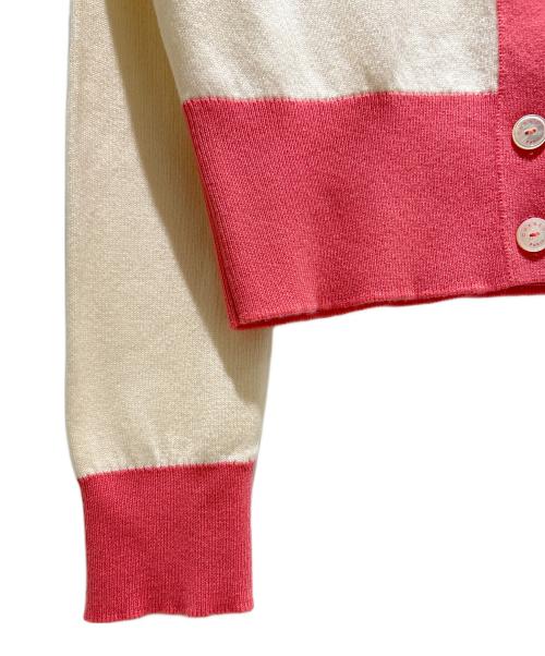 CHANEL（シャネル）CHANEL (シャネル) Logo Bi-Color Cashmere Cardigan/ロゴ バイカラー カシミヤ カーディガン/P61427K46799 オフホワイト/ピンク サイズ:38の古着・服飾アイテム