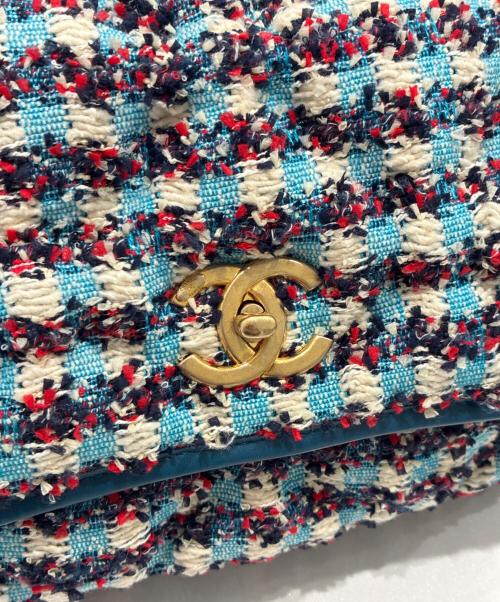 CHANEL（シャネル）CHANEL (シャネル) ツイードシングルフラップダブルチェーンショルダーバッグの古着・服飾アイテム