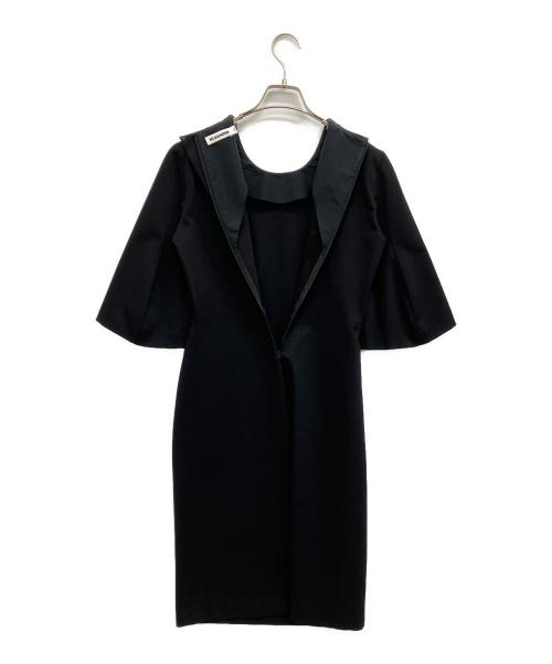 JIL SANDER（ジルサンダー）JIL SANDER (ジルサンダー) ストレッチフレアスリーブワンピース ブラック サイズ:36の古着・服飾アイテム