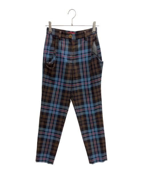 Vivienne Westwood RED LABEL（ヴィヴィアンウエストウッドレッドレーベル）Vivienne Westwood RED LABEL (ヴィヴィアンウエストウッドレッドレーベル) アシメチェックパンツ ブルー サイズ:SIZE01の古着・服飾アイテム
