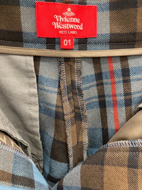 Vivienne Westwood RED LABEL（ヴィヴィアンウエストウッドレッドレーベル）Vivienne Westwood RED LABEL (ヴィヴィアンウエストウッドレッドレーベル) アシメチェックパンツ ブルー サイズ:SIZE01の古着・服飾アイテム