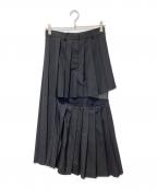 sacaiサカイ）の古着「SUITING×CHIFFON LAYERED PLEATS SKIRT」｜ブラック