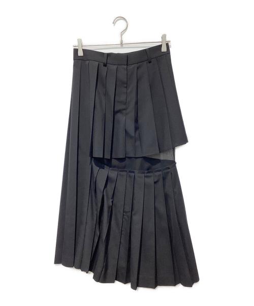 sacai（サカイ）sacai (サカイ) SUITING×CHIFFON LAYERED PLEATS SKIRT ブラック サイズ:1の古着・服飾アイテム