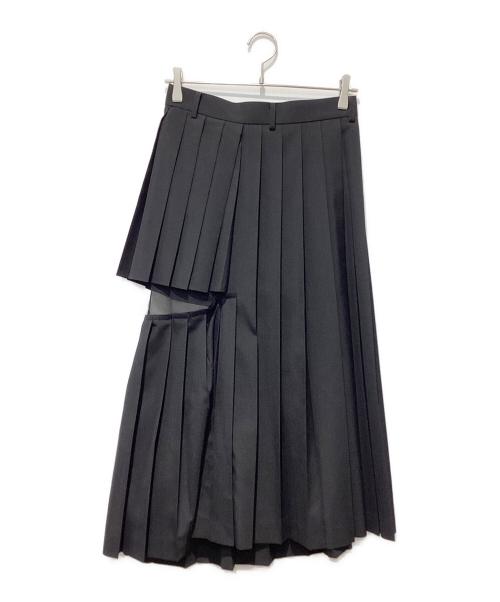 sacai（サカイ）sacai (サカイ) SUITING×CHIFFON LAYERED PLEATS SKIRT ブラック サイズ:1の古着・服飾アイテム
