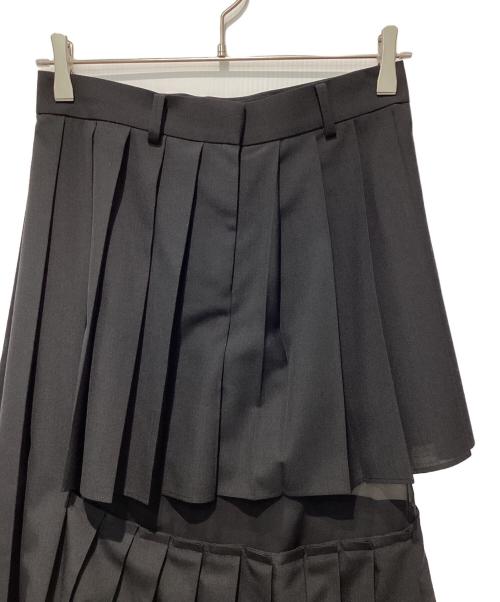sacai（サカイ）sacai (サカイ) SUITING×CHIFFON LAYERED PLEATS SKIRT ブラック サイズ:1の古着・服飾アイテム