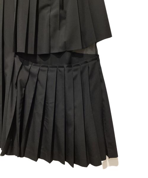 sacai（サカイ）sacai (サカイ) SUITING×CHIFFON LAYERED PLEATS SKIRT ブラック サイズ:1の古着・服飾アイテム