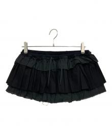 GLOWNY（グロウニー）の古着「GIRLFRIEND RUFFLE MINI SKIRT」｜ブラック