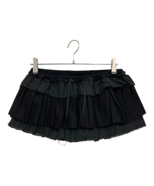 GLOWNY（グロウニー）GLOWNY (グロウニー) GIRLFRIEND RUFFLE MINI SKIRT ブラック サイズ:Sの古着・服飾アイテム