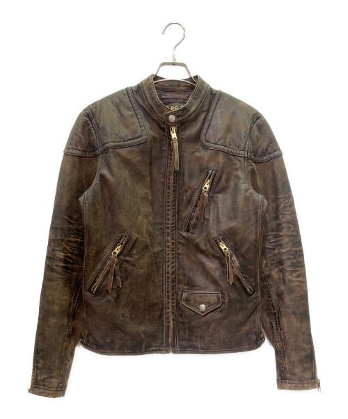 RRL（ダブルアールエル）RRL (ダブルアールエル) スリムフィットレザーモトジャケット ブラウン サイズ:XSの古着・服飾アイテム