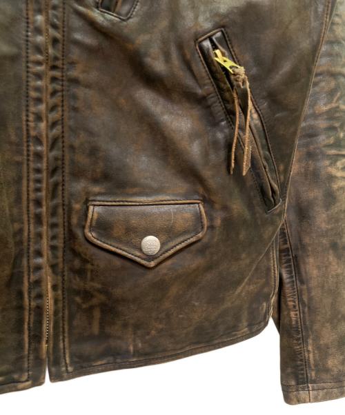 RRL（ダブルアールエル）RRL (ダブルアールエル) スリムフィットレザーモトジャケット ブラウン サイズ:XSの古着・服飾アイテム
