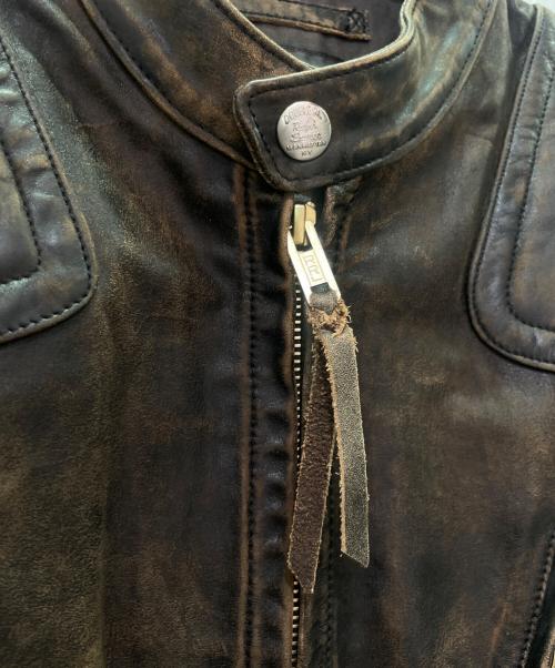 RRL（ダブルアールエル）RRL (ダブルアールエル) スリムフィットレザーモトジャケット ブラウン サイズ:XSの古着・服飾アイテム