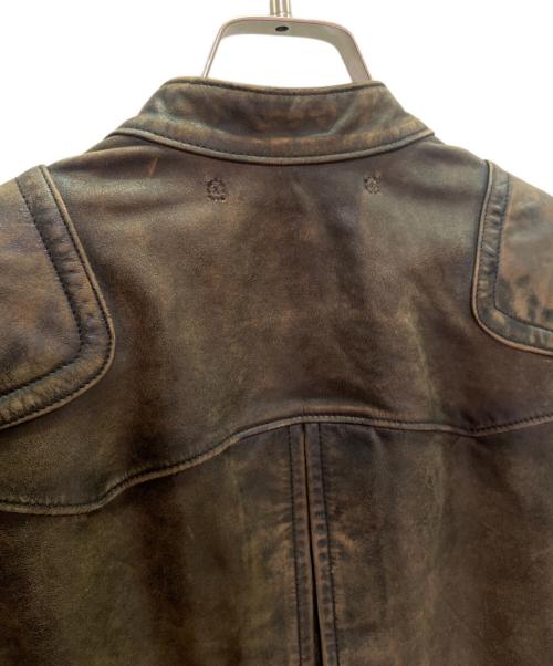 RRL（ダブルアールエル）RRL (ダブルアールエル) スリムフィットレザーモトジャケット ブラウン サイズ:XSの古着・服飾アイテム