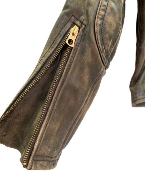 RRL（ダブルアールエル）RRL (ダブルアールエル) スリムフィットレザーモトジャケット ブラウン サイズ:XSの古着・服飾アイテム