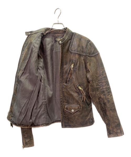 RRL（ダブルアールエル）RRL (ダブルアールエル) スリムフィットレザーモトジャケット ブラウン サイズ:XSの古着・服飾アイテム