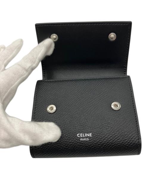 CELINE（セリーヌ）CELINE (セリーヌ) スモールトリフォールド コンパクトウォレット ブラックの古着・服飾アイテム