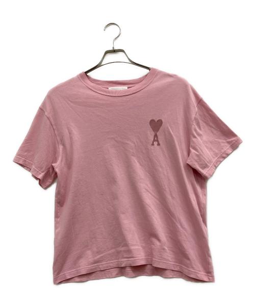 AMI Alexandre Mattiussi（アミアレクサンドルマテュッシ）AMI Alexandre Mattiussi (アミアレクサンドルマテュッシ) ハートロゴ刺繍Tシャツ ピンク サイズ:XXSの古着・服飾アイテム