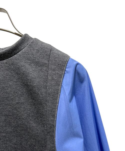 ENFOLD（エンフォルド）ENFOLD (エンフォルド) ダンボールレイヤードプルオーバー/Double Face Layered Pullover Sweatshirt/300HA880-2450 ブルー×グレー サイズ:38の古着・服飾アイテム