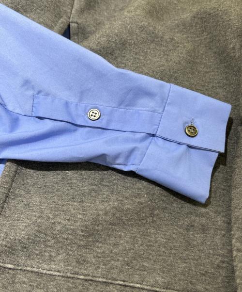 ENFOLD（エンフォルド）ENFOLD (エンフォルド) ダンボールレイヤードプルオーバー/Double Face Layered Pullover Sweatshirt/300HA880-2450 ブルー×グレー サイズ:38の古着・服飾アイテム