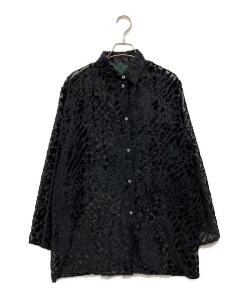 JUNIOR GAULTIER（ジュニアゴルチエ）JUNIOR GAULTIER (ジュニアゴルチエ) 総柄シアーL/Sシャツ ブラック サイズ:4040の古着・服飾アイテム