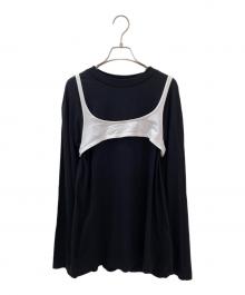 MM6 Maison Margiela（エムエムシックスメゾンマルジェラ）の古着「ビスチェ レイヤード ビッグシルエット カットソー」｜ブラック