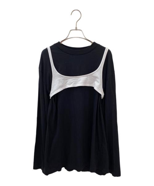 MM6 Maison Margiela（エムエムシックスメゾンマルジェラ）MM6 Maison Margiela (エムエムシックスメゾンマルジェラ) ビスチェ レイヤード ビッグシルエット カットソー ブラック サイズ:Sの古着・服飾アイテム