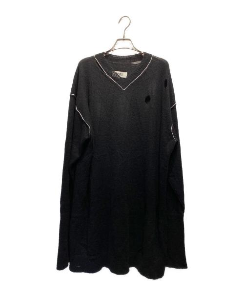 MM6 Maison Margiela（エムエムシックスメゾンマルジェラ）MM6 Maison Margiela (エムエムシックスメゾンマルジェラ) アルパカウール混長袖Vネックニット ブラック サイズ:XSの古着・服飾アイテム