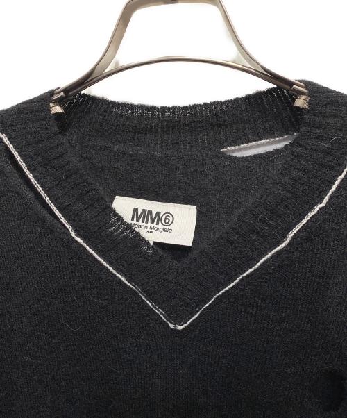 MM6 Maison Margiela（エムエムシックスメゾンマルジェラ）MM6 Maison Margiela (エムエムシックスメゾンマルジェラ) アルパカウール混長袖Vネックニット ブラック サイズ:XSの古着・服飾アイテム