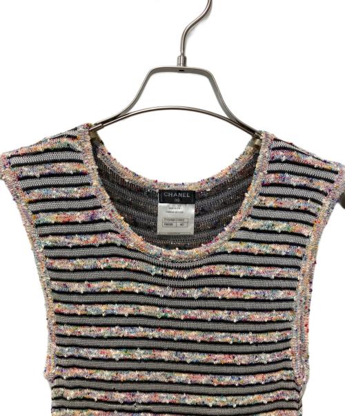 CHANEL（シャネル）CHANEL (シャネル) ココマークボタンノースリーブワンピース ブラック サイズ:40の古着・服飾アイテム