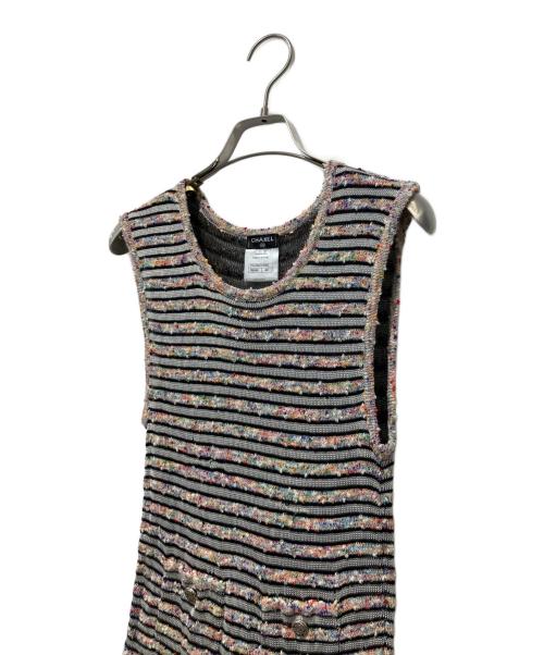 CHANEL（シャネル）CHANEL (シャネル) ココマークボタンノースリーブワンピース ブラック サイズ:40の古着・服飾アイテム