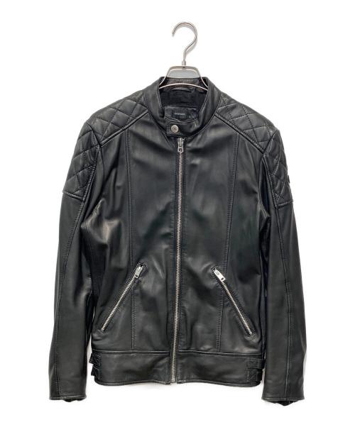DIESEL（ディーゼル）DIESEL (ディーゼル) フェイクレザーシングルライダースジャケット ブラック サイズ:Mの古着・服飾アイテム