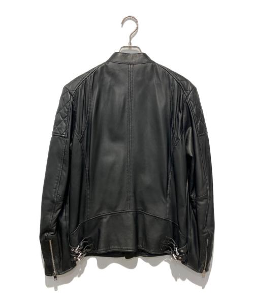 DIESEL（ディーゼル）DIESEL (ディーゼル) フェイクレザーシングルライダースジャケット ブラック サイズ:Mの古着・服飾アイテム