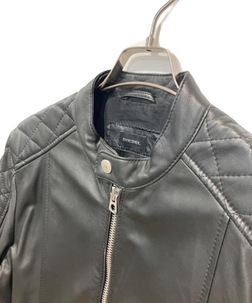 DIESEL（ディーゼル）DIESEL (ディーゼル) フェイクレザーシングルライダースジャケット ブラック サイズ:Mの古着・服飾アイテム