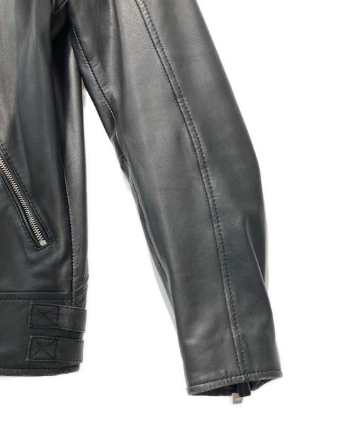 DIESEL（ディーゼル）DIESEL (ディーゼル) フェイクレザーシングルライダースジャケット ブラック サイズ:Mの古着・服飾アイテム