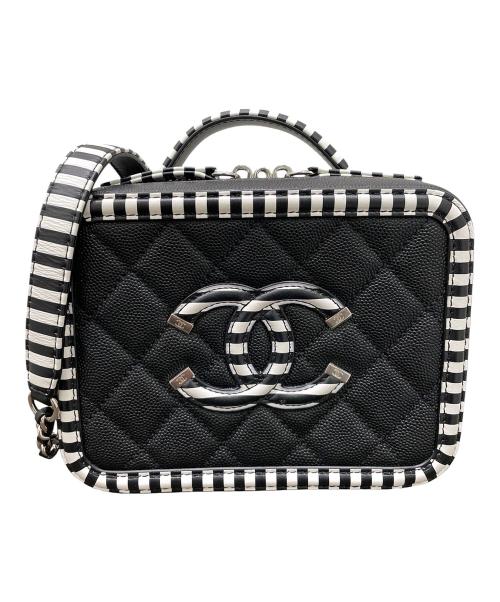CHANEL（シャネル）CHANEL (シャネル) CCフィリグリー スモール バニティ ショルダーバッグ ブラック×ホワイト サイズ:スモール/Smallの古着・服飾アイテム