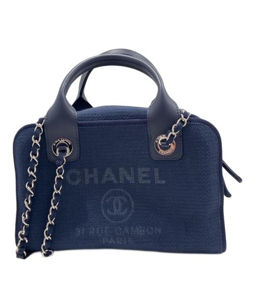 CHANEL（シャネル）CHANEL (シャネル) ドーヴィル PM ボーリングバッグ 2WAYバッグ/Deauville PM Bowling Bag 2Way Shoulder Bag ネイビー サイズ:PMの古着・服飾アイテム