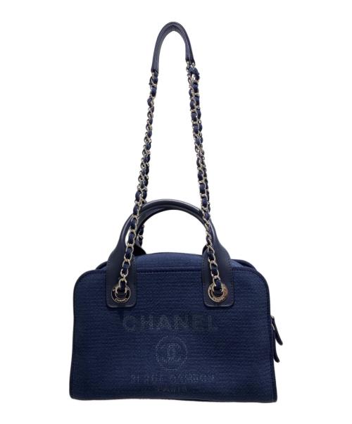 CHANEL（シャネル）CHANEL (シャネル) ドーヴィル PM ボーリングバッグ 2WAYバッグ/Deauville PM Bowling Bag 2Way Shoulder Bag ネイビー サイズ:PMの古着・服飾アイテム