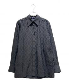 LOUIS VUITTON（ルイ ヴィトン）の古着「Monogram Jacquard Silk Shirt/モノグラムジャガード シルクシャツ/RW231W XGR FOBL12」｜ブラック