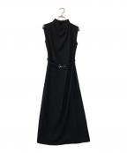 L'AUBE BLANCローブ ブラン）の古着「Belted Drape Dress」｜ブラック